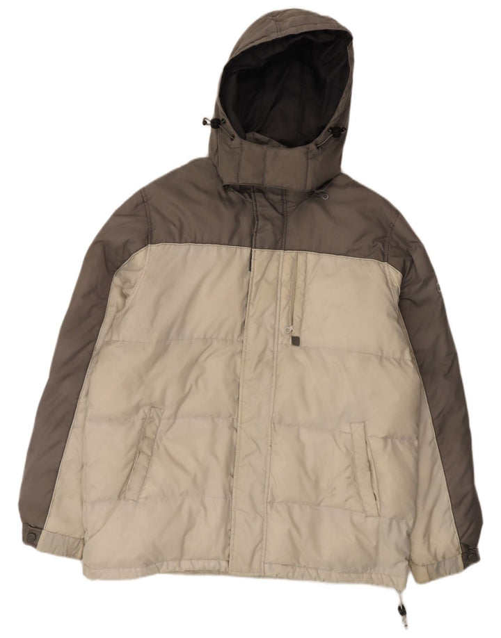 Champion Herre hættepolstret jakke UK 40 Large Grey Colourblock