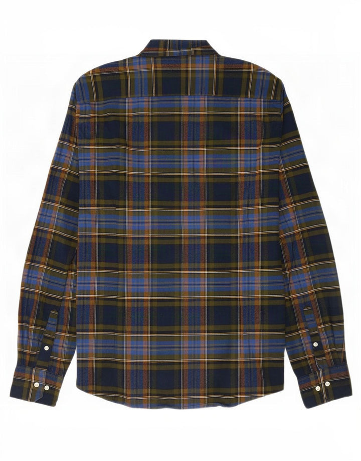 Barbour herre skræddersyet pasform flannelskjorte medium marineblå ternet bomuld