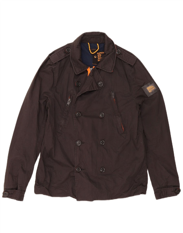 Superdry Womens Pea Coat UK 16 Large Black Bomuld