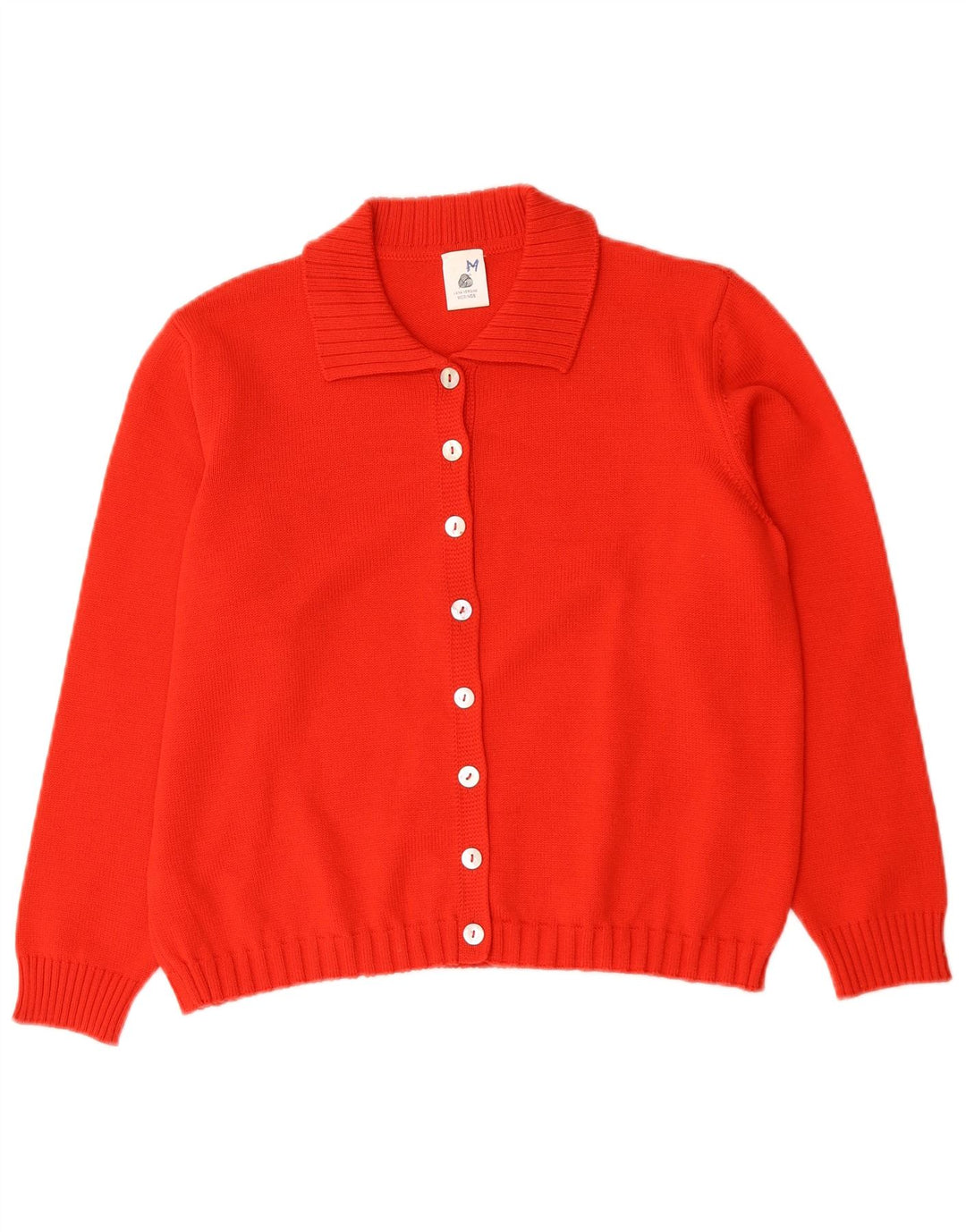 Vintage dame cardigan sweater UK 14 Medium Rød Merinould