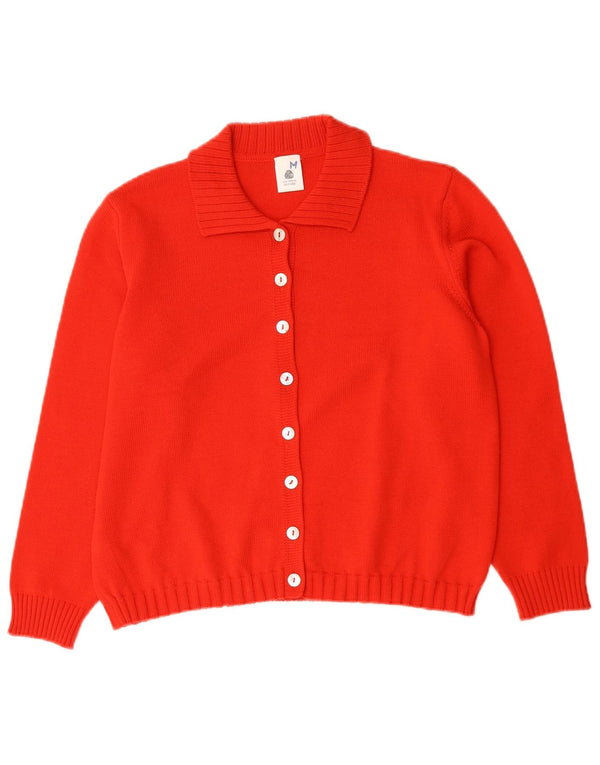 Vintage dame cardigan sweater UK 14 Medium Rød Merinould