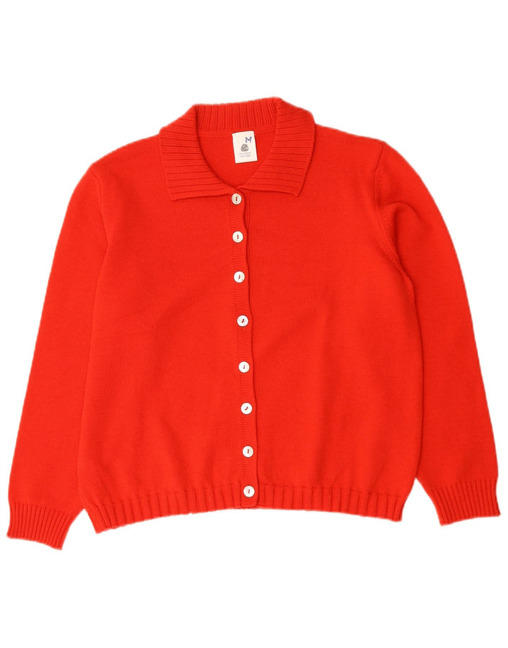 Vintage dame cardigan sweater UK 14 Medium Rød Merinould