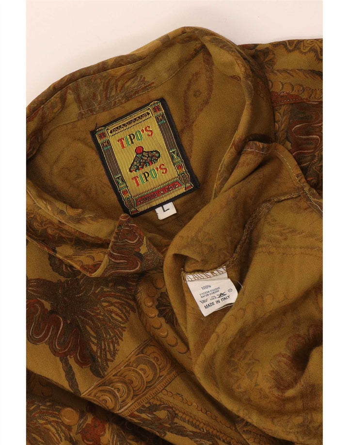 Tipo'S Grafisk Herreskjorte Stor Khaki Viscose