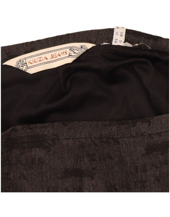 KRIZIA JEANS Grafisk blyantnederdel til kvinder UK 12 Medium W28 Grå