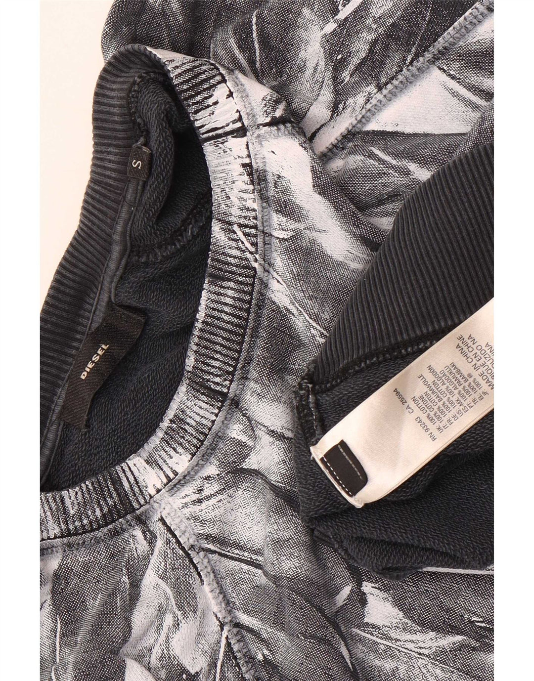 Diesel Herre Grafisk Sweatshirt Jumper Lille sort bomuld