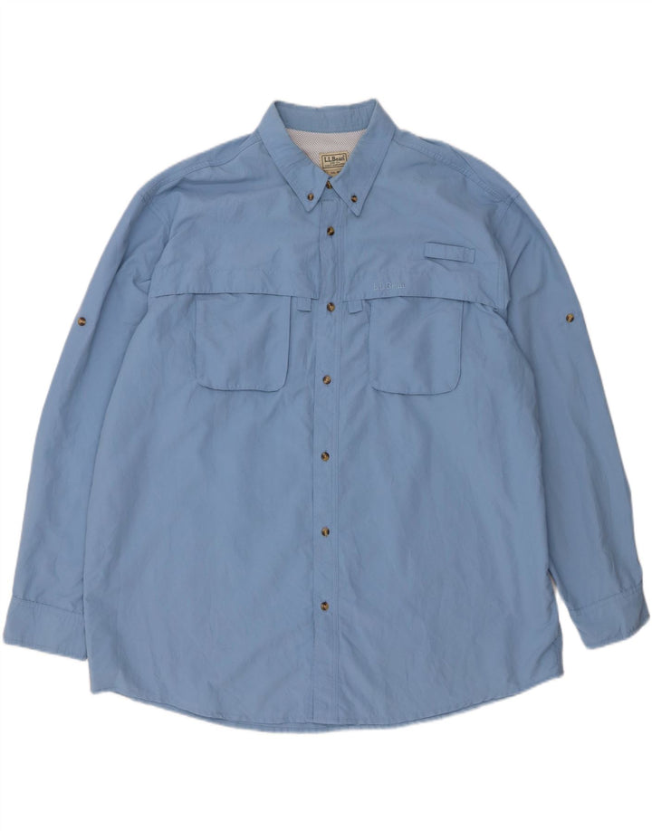 L.L.BEAN Mens Oversized Shirt 2XL Blue Nylon Vintage L.L.Bean and Second-Hand L.L.Bean from Messina Hembry 