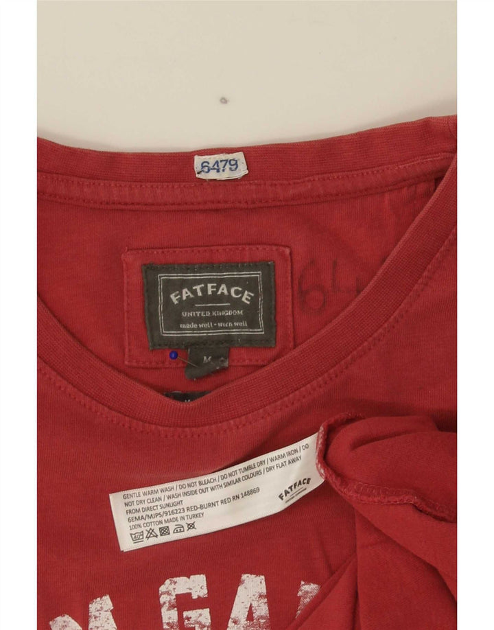 Fat Face Herre Storbritannien Grafisk T-Shirt Top Medium Rød Bomuld