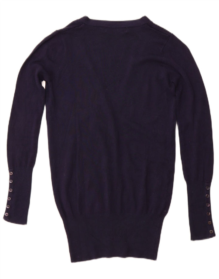ZARA Dame Cardigan Sweater UK 10 Small Navy Blue Rayon