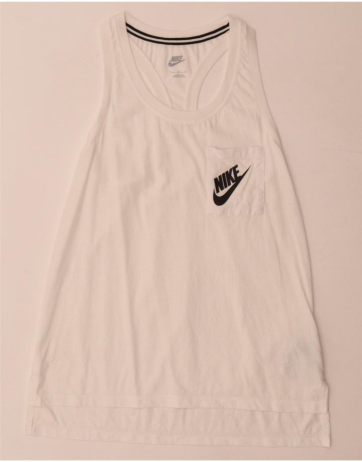 Nike Dame Grafisk Vest Top UK 10 Small White Modal