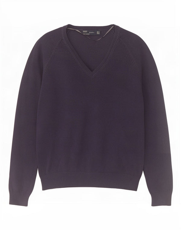 Zara Dame V-hals sweater UK 12 Medium Navy Blue