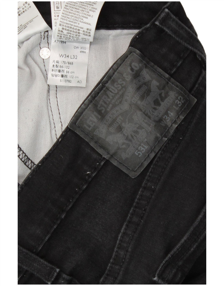 Levi's Herre 531 Slim Jeans W34 L32 Sort Bomuld