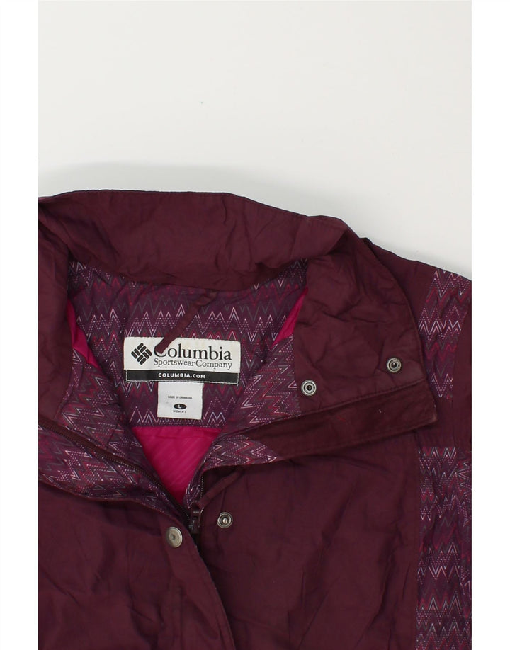 COLUMBIA Womens Windbreaker Jacket UK 16 Large Maroon Chevron Nylon Vintage Columbia and Second-Hand Columbia from Messina Hembry 