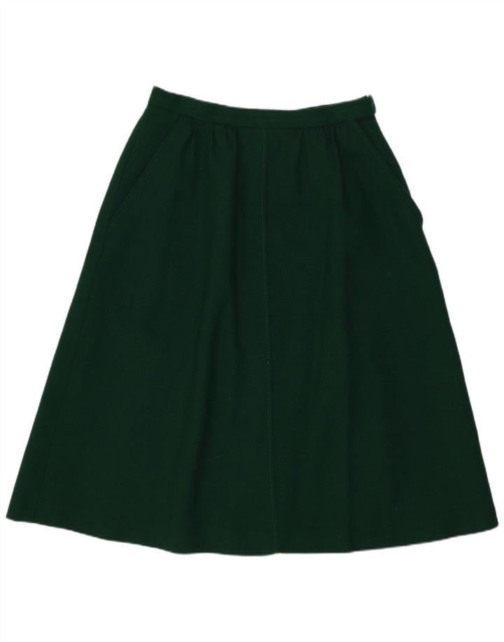 Jaeger Dame A-Line nederdel UK 14 Medium W26 Grøn uld