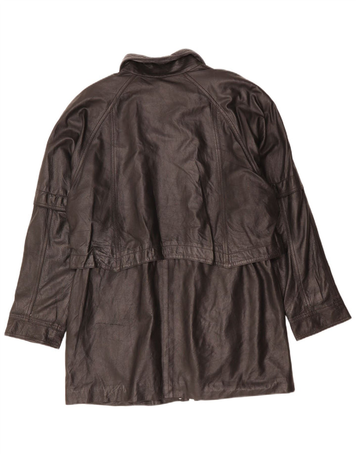 Vintage kvinders oversize læderfrakke UK 16 Large Black