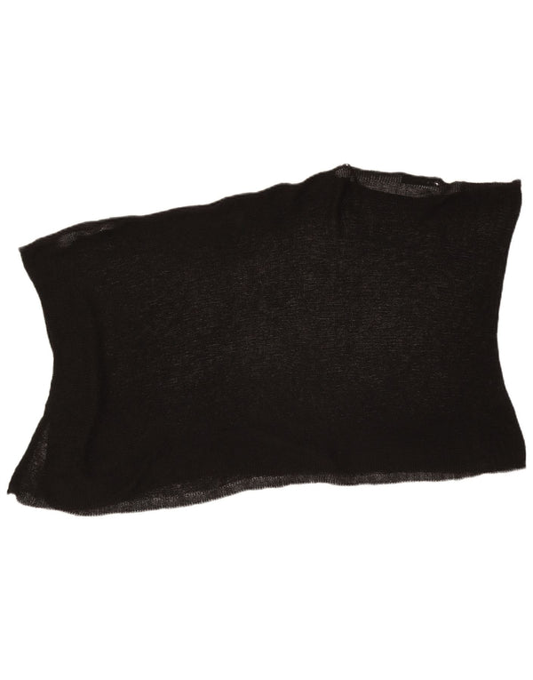Zara Dame Poncho Bluse Top UK 12 Medium Sort Akryl