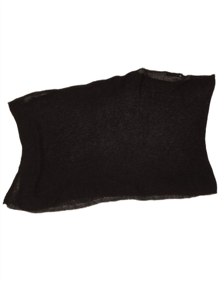 Zara Dame Poncho Bluse Top UK 12 Medium Sort Akryl