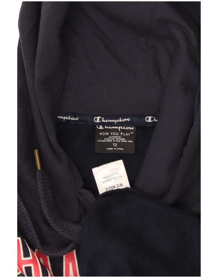 CHAMPION Girls NY Rochester Graphic Hoodie Jumper 11-12 år Navy Blue