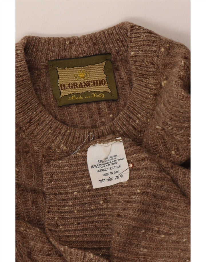 Il Granchio Herre Crew Neck Jumper Sweater Large Brown Flecked Wool