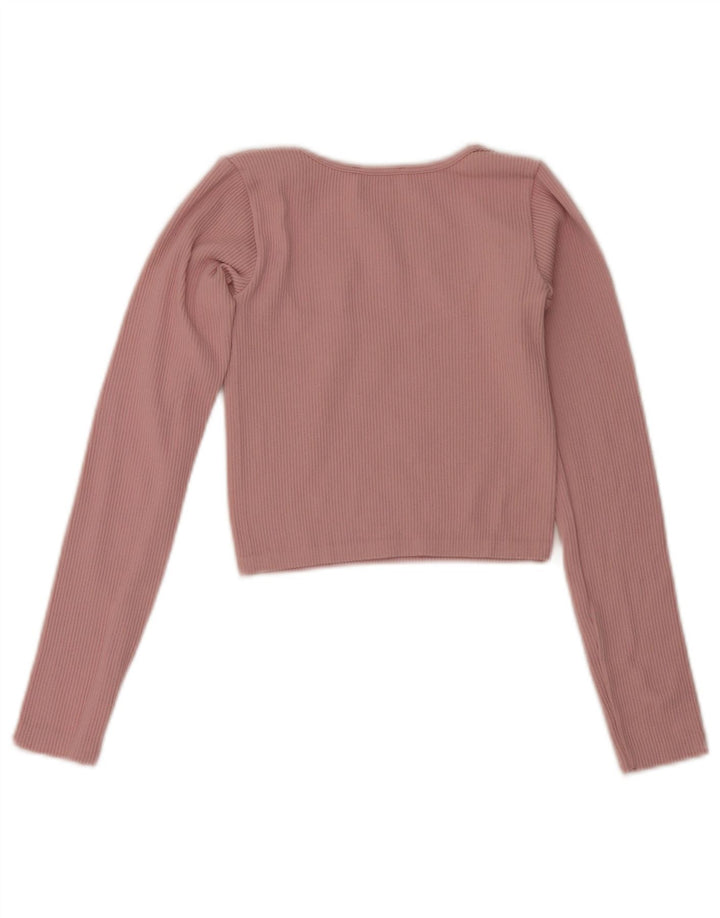 Zara Womens Crop Top Langærmet UK 4 XS Pink Polyamid