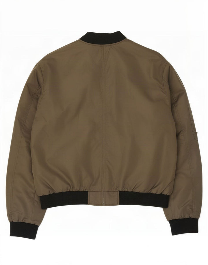 Zara Womens Oversized Bomber Jacket UK 14 Medium Khaki Colourblock