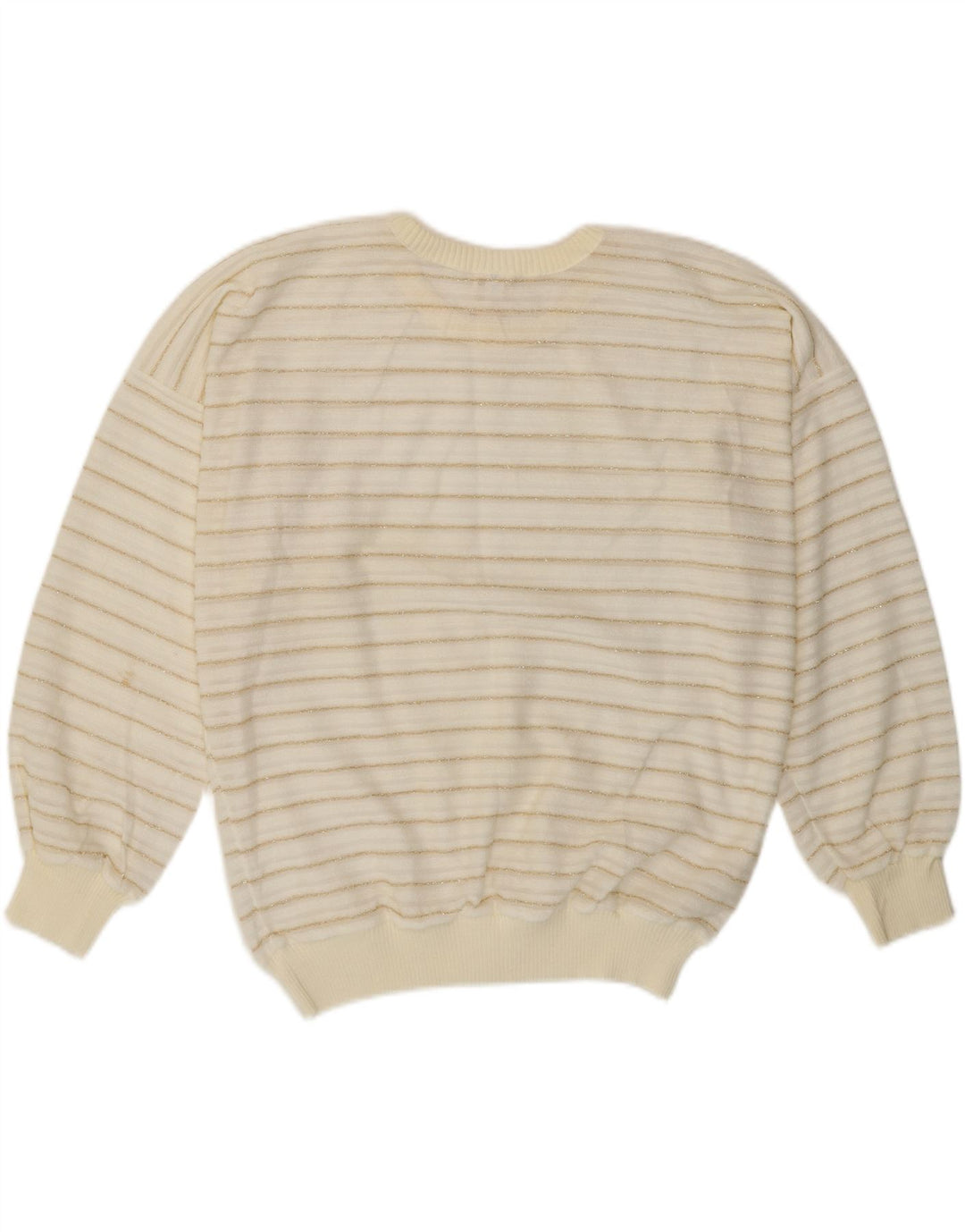 Vintage dame sweater med rund hals EU 42 stor hvid stribet
