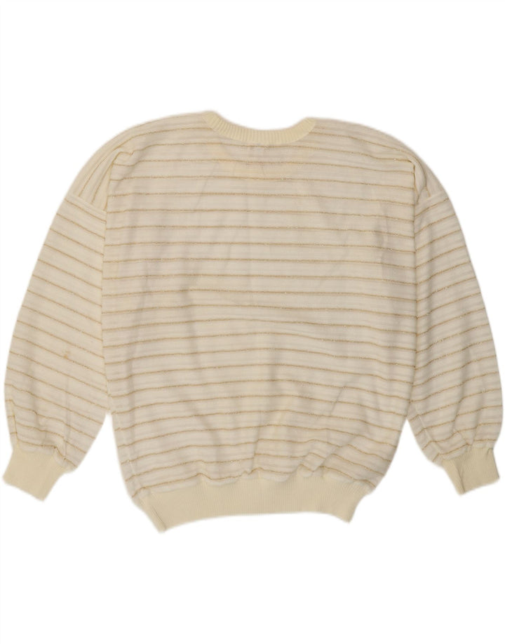 Vintage dame sweater med rund hals EU 42 stor hvid stribet