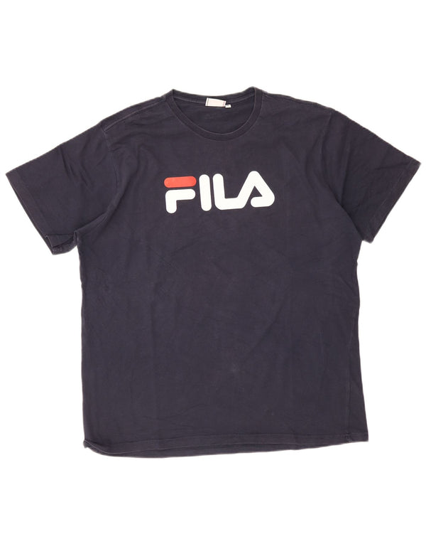 Fila Herre grafisk T-shirt top XL marineblå bomuld