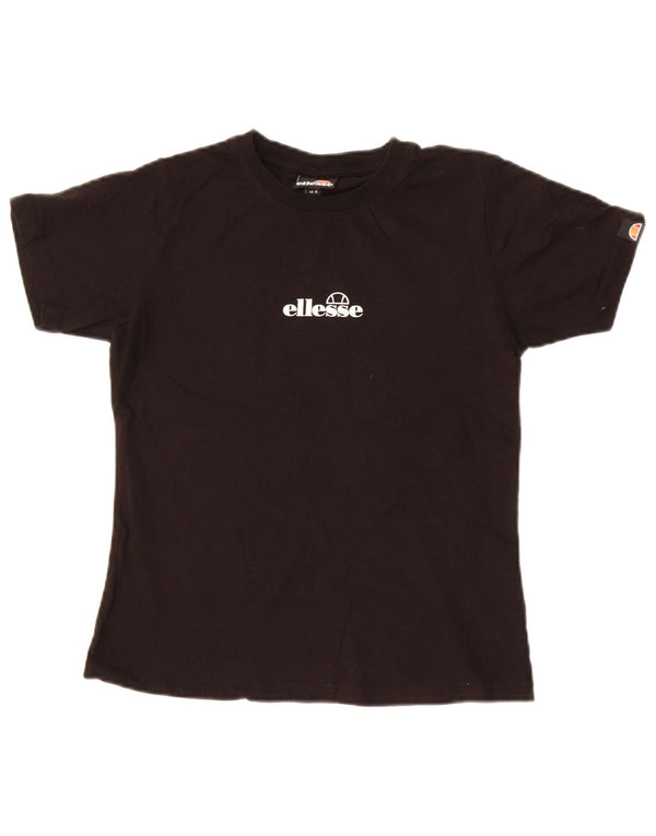 Ellesse Womens Grafisk T-Shirt Top UK 8 Small Black Bomuld