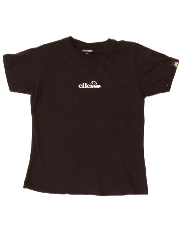 Ellesse Womens Grafisk T-Shirt Top UK 8 Small Black Bomuld