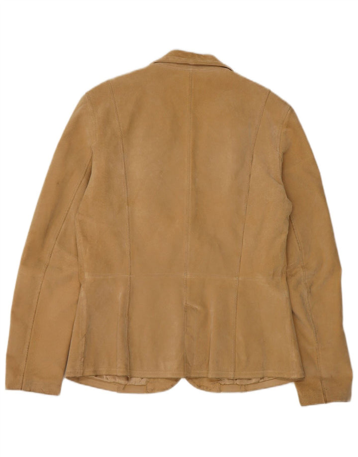 I Extenso Dame 2 Knaps Ruskind Blazer Jacket UK 14 Medium Beige Læder