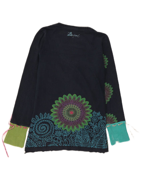 Desigual Dame Grafisk Top Langærmet UK 14 Large Navy Blue Paisley