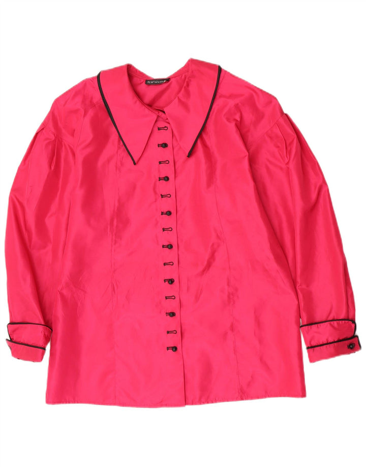 Lutz Teutloff Dameskjortebluse UK 14 Stor Pink Polyester