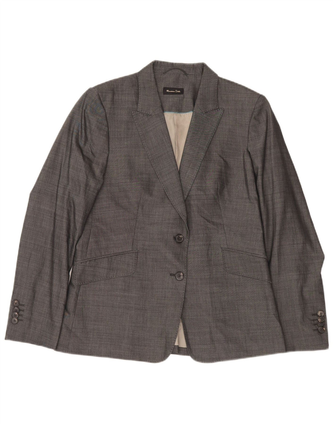 Massimo Dutti Dame 2 Knaps Blazer Jakke EU 42 Stor Grå Bomuld