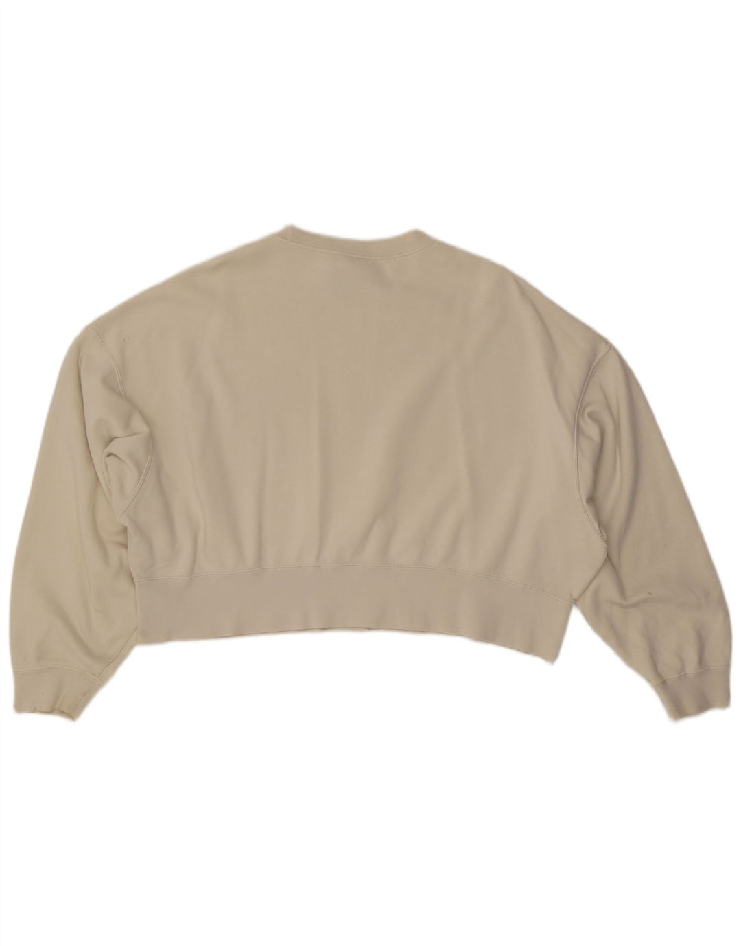 NIKE Womens Crop Oversized Sweatshirt Jumper UK 10 Small Off White Bomuld