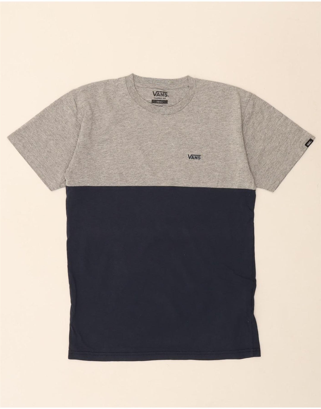VANS Mens Classic Fit T-Shirt Top Small Grey Colourblock Cotton Vintage Vans and Second-Hand Vans from Messina Hembry 