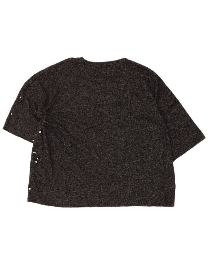 Zara Dame Oversized T-Shirt Top UK 10 Small Grå Polyester
