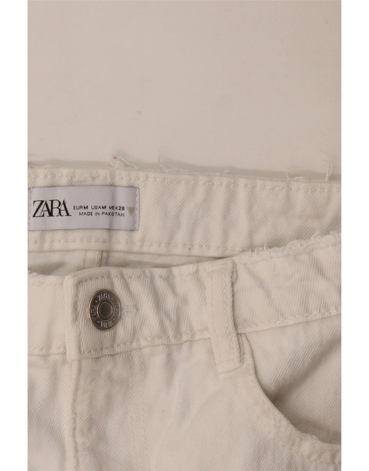 Zara Dame Mini Denim Nederdel Medium W28 Hvid