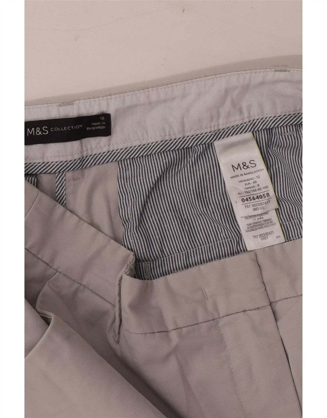 Marks & Spencer Chino Shorts til kvinder UK 12 Medium W30 Grå Bomuld