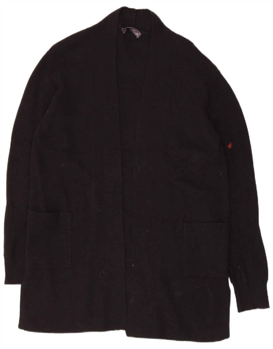 Marks & Spencer Dame Longline Open Cardigan Sweater UK 14 Medium Black