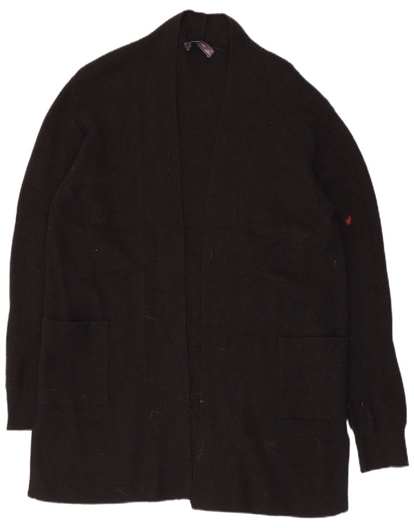 Marks & Spencer Dame Longline Open Cardigan Sweater UK 14 Medium Black
