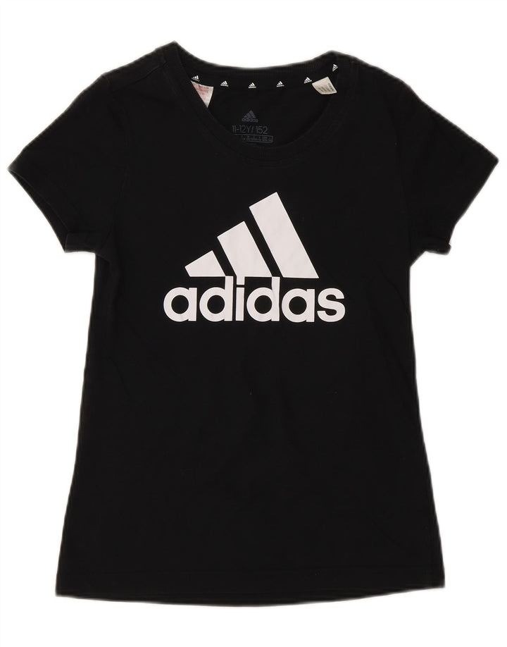 Adidas drenge grafisk t-shirt top 11-12 år sort bomuld