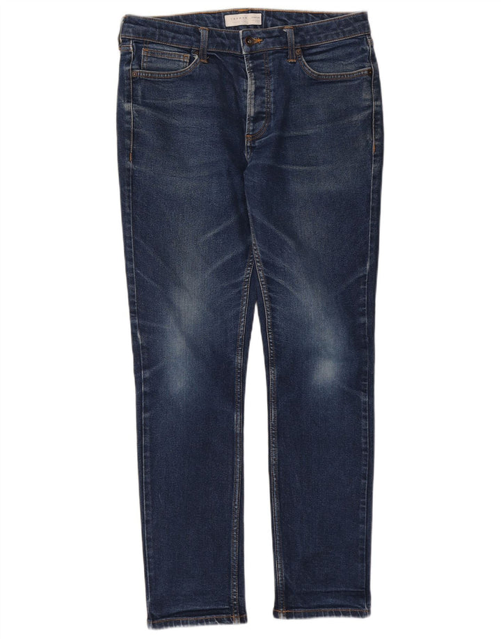 TOPSHOP Herre Slim Jeans W34 L30 Blå Bomuld