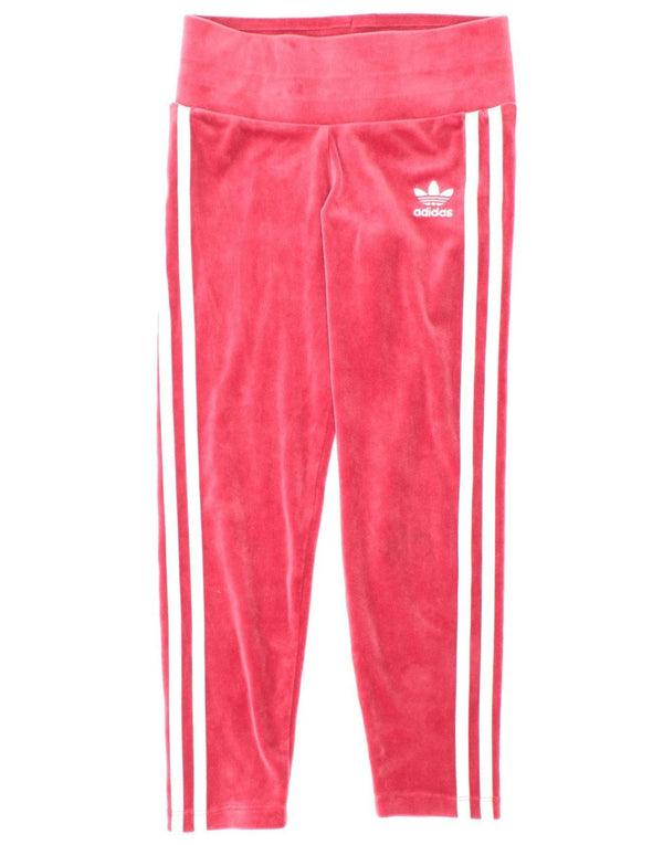 Adidas Girls Velvet Leggings 7-8 år Pink Polyester