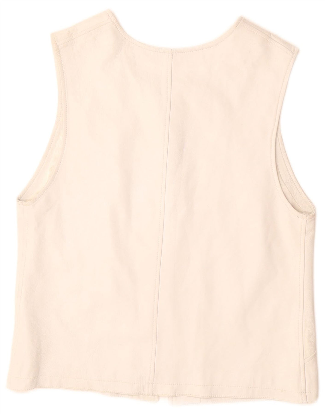 VINTAGE Dame Læder Gilet UK 12 Medium White