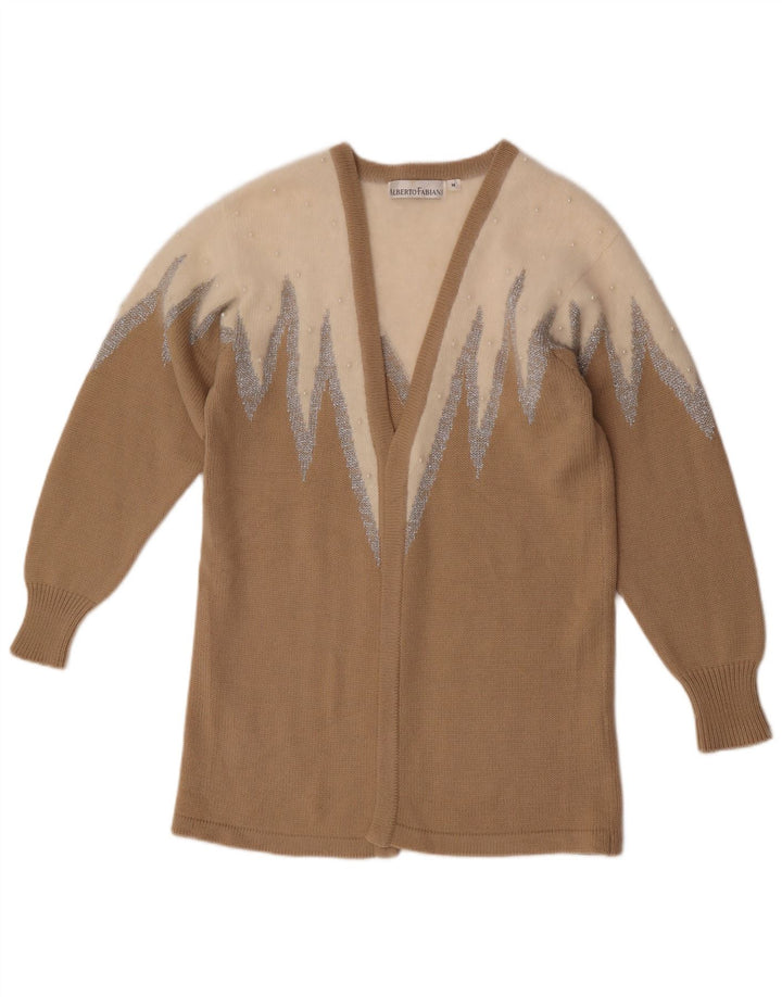 Alberto Fabiani Dame Longline Cardigan Sweater UK 14 Medium Brown