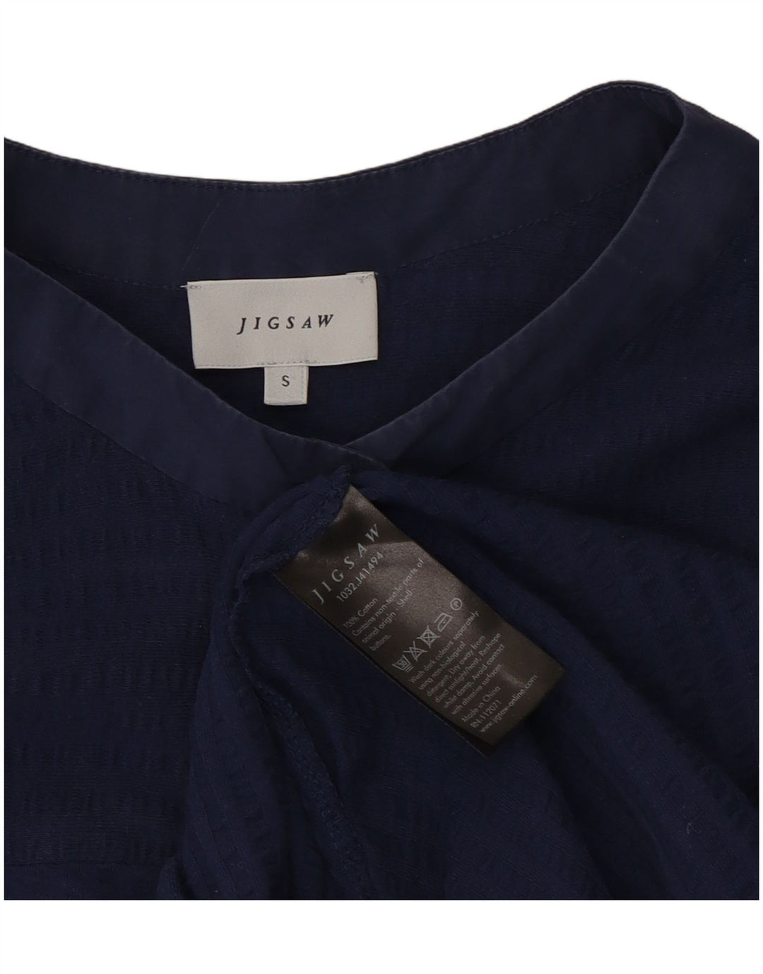 Jigsaw Dame Maxi Dress UK 10 Small Navy Blue Bomuld