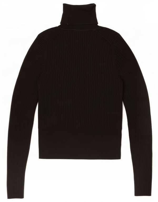Zara Womens Crop Roll Neck Jumper Sweater UK 12 Medium Black Viscose