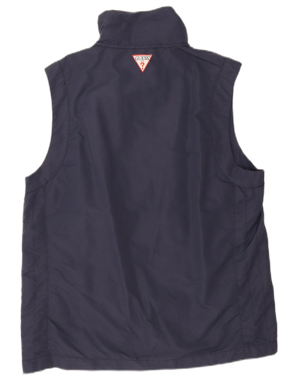 Guess Mens Graphic Sleeveless Tracksuit Top Jacket XL Navy Blue Polyester