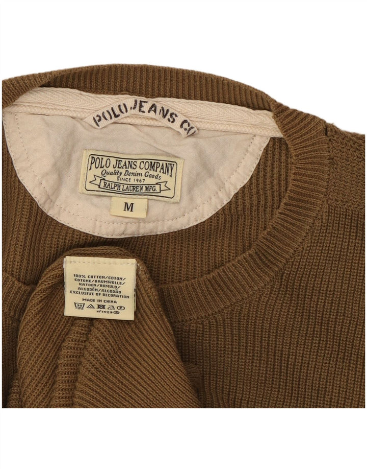 RALPH LAUREN Herre sweater med rund hals, medium brun bomuld