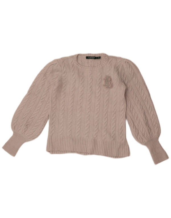 Ralph Lauren Dame Crop Boat Neck Jumper Sweater UK 12 Medium Grey Viscose